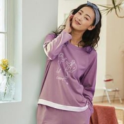 dingguagua顶瓜瓜及时行乐拼接套头睡衣女士家居服长袖套装纯棉