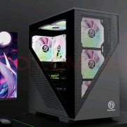 Tt（Thermaltake）启航者L5 典雅黑 机箱水冷电脑主机（标配12cm风扇*1/支持M-ATX/三角造型/半透半镂空）