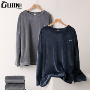 GUJIN 古今 男士 双面密绒加厚加绒家居服套装 2色