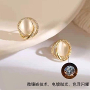 KRISTEN JUDI S925银针猫眼石耳环女 金色 一对