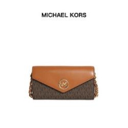 PLUS会员：MICHAEL KORS 迈克·科尔斯 Carmen系列 女士大号老花斜挎包 32S1GNMC9B BRN ACORN