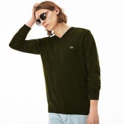 LACOSTE拉科斯特学院风经典V领长袖男式针织衫AH4087