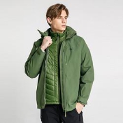 JackWolfskin狼爪三合一男款防风防水棉服内胆舒适长袖连帽外套套装两件套