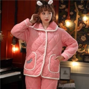 哈黛芙 女士珊瑚绒加厚保暖家居服套装