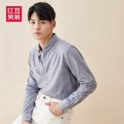 红豆 男士磨毛休闲长袖衬衫 非常适合秋季穿着