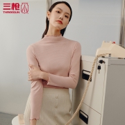 三枪打底衫高领女秋季荷叶边保暖上衣