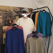 港仔文艺男纯色纯棉基础款长袖T恤打底衫