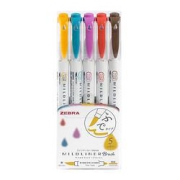 ZEBRA斑马WFT8-5C-RCWFT8Brush舒缓系列双头荧光笔5色套装