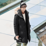Camel 骆驼 男士中长款貉子毛领加厚羽绒服