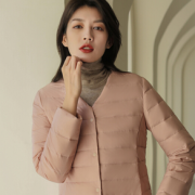 轻薄保暖！BENGEN 冰洁 女士V领短款轻薄羽绒服 J10131104D
