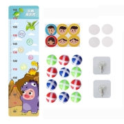 蓓臣Babytry 抖音同款儿童卡通粘粘球毛毡6个球飞盘游戏玩具儿童身高尺2合1 蓝色恐龙款
