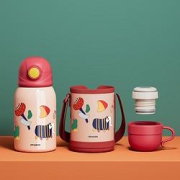 良品物语儿童保温杯智能显温316三盖500ML（皮套）