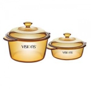 美国康宁 VISIONS晶彩 玻璃炖锅 3.2L+1.1L套组