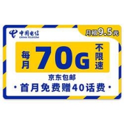 CHINATELECOM中国电信4g纯上网无限流量大王月租不限速玉兔卡8元（65G流量+300通话）