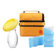 Uamother 全硅胶集奶器手动集乳器母乳收集漏奶接奶手动吸奶 集乳器+1个冰包2个蓝冰