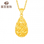 CBAI菜百    黄金足金吊坠女 时尚闪耀镂空水滴形黄金项坠女款2.12g