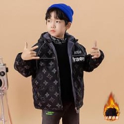 JMBEAR杰米熊男童加绒加厚外套2021新款中大童洋气时髦保暖卡通连帽外套潮