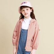 Deesha笛莎女童连帽外套2021秋季儿童时尚休闲夹克冲锋衣