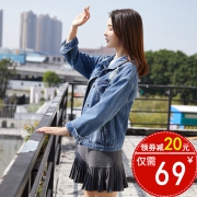 2021春秋装新款韩版破洞原宿bf上衣宽松百搭学生大码牛仔外套女潮