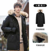 骆驼 貉毛大领 派克羽绒服 80%白鸭绒 240g