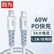 shengwei 胜为 双Type-C 60W 数据线 1.2m 白色