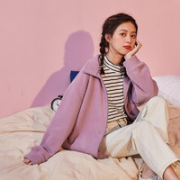TONLION 唐狮 625420052423 女士摇粒绒卫衣开衫