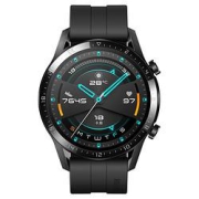 HUAWEI华为WATCHGT2运动款智能手表46mm黑色不锈钢表壳曜石黑橡胶表带（血氧、GPS、扬声器）
