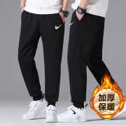 偶尚冠军裤子男加绒休闲裤男士冬季保暖羊糕绒宽松大码收口运动裤