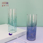 中国国家博物馆璀璨星空玻璃杯带搅拌棒绿色小清新杯子