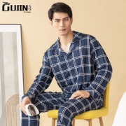 古今 男士 格子印花长袖家居服套装 多色