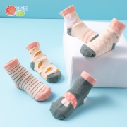 贝贝怡 纯棉儿童袜子 中筒袜 5双