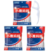 小鹿妈妈（FAWNMUM） 小鹿妈妈牙线棒细牙圆线家庭装牙线棒高拉力弓形牙签  家庭装 经典款3包（共300支）