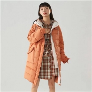 限尺码：美特斯邦威 女士 连帽中长款羽绒服