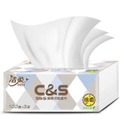 C&S洁柔抽纸布艺无香系列卫生纸餐巾纸擦手纸面纸100抽3层纸巾批发纸抽洁柔布艺100抽24包整箱（精装）