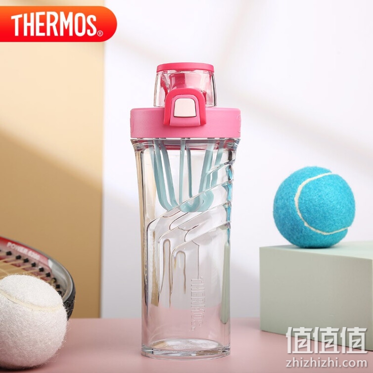 THERMOS膳魔师朱一龙同款便携运动Tritan塑料水杯500ML蛋白粉奶昔摇摇杯 TP-4086M-RP(CN)玫红色