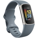 Fitbit Charge 5 高级健身和*追踪器,带内置 GPS、压力管理工具、*跟踪、24/7 心率等,铂金/矿物蓝色,均码(含长带)