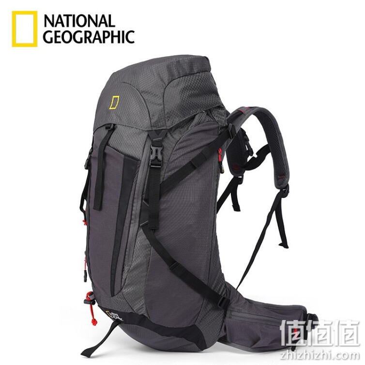 National Geographic 国家地理 登山包男户外防泼水双肩包大容量45L升背囊旅行背包 黑色