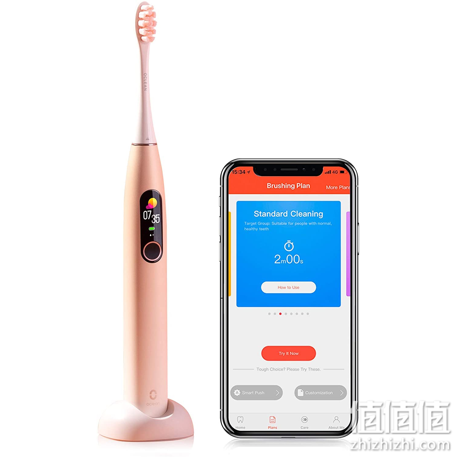 Oclean X Pro 电动牙刷 42,000 VPM 深层清洁带 LCD 触摸屏,2H 快速充电可持续 30 天,3 种模式 32 种强度,声波牙刷带 DuPont 刷头和智能计时器 - 粉色