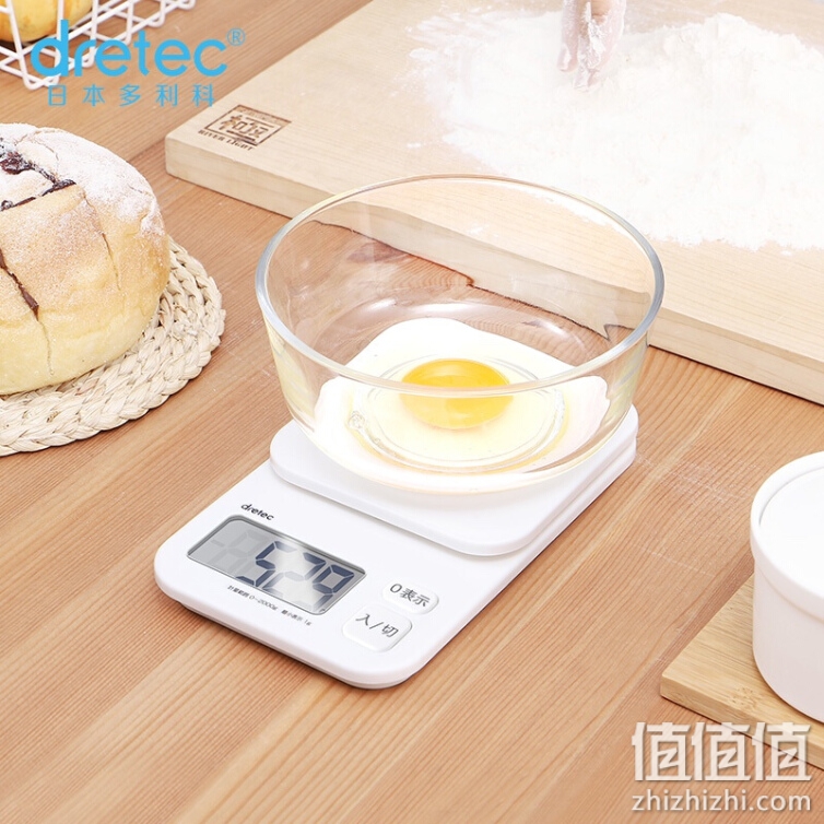 日本多利科（Dretec）厨房秤高精度食物称厨房电子秤克称家用烘焙秤KS-274简约白