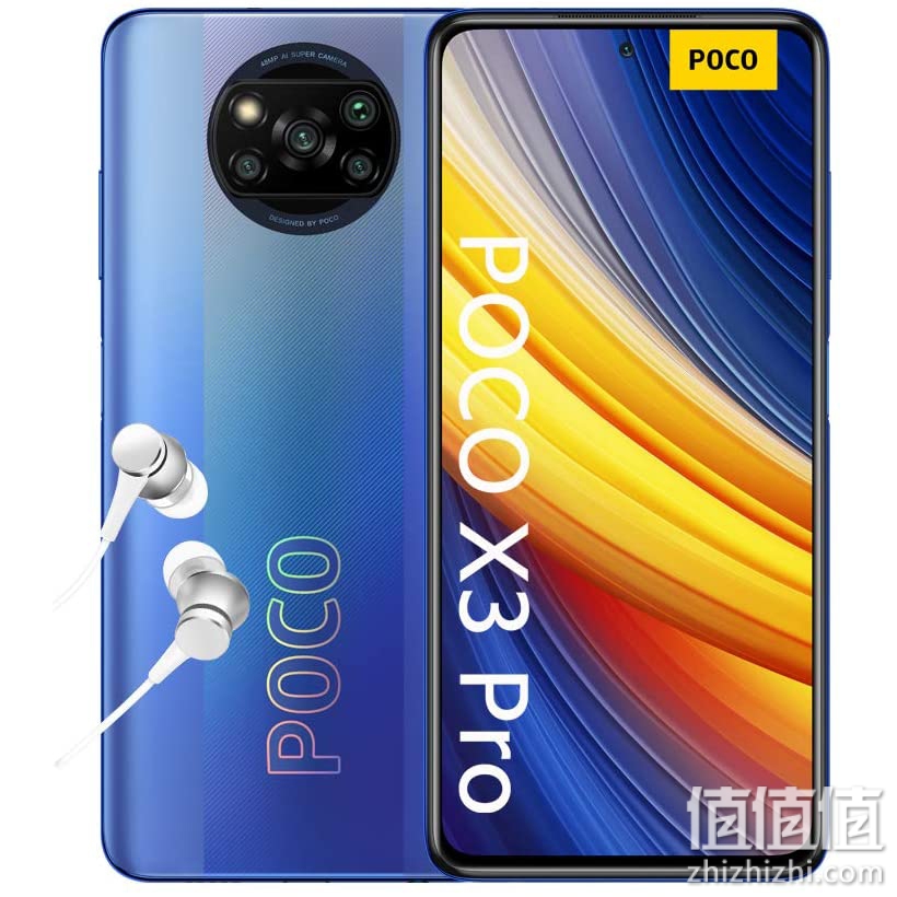 POCO X3 Pro - 智能手机 8+256GB,6.6 英寸 120Hz FHD+ DotDisplay,Snapdragon 860,48MP 四摄像头,5160mAh,霜蓝色