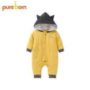 pureborn 博睿恩 新生儿爬服冬款婴幼 芥黄