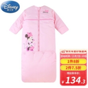Disney baby 迪士尼宝宝（Disney Baby）婴儿睡袋 新生儿全棉秋冬季加厚可脱袖加兜调节儿童防踢被 梭织成长浅粉80-110cm