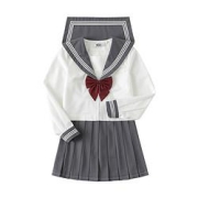 小瑾原创JK制服灰三本灰色关东襟长袖套装