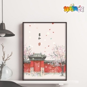 数字油画手工 diy新中式客厅中国风手绘