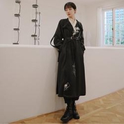 织羽集鸢尾情书汉元素唐制圆领袍宽松风衣男女同款