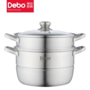 Debo 德铂索菲特304不锈钢蒸锅家用双层复底汤锅电磁炉锅煤气灶适用28cm