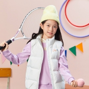 女童羽绒马甲中大童2021秋冬加厚立领纯色保暖外套 安踏童装