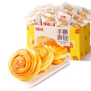 百草味 原味/黑小麦 奶香手撕面包 2斤/箱