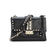 25日10点：MICHAELKORS迈克·科尔斯中号皮质铆钉单肩包30S9G0EL6LBLACK