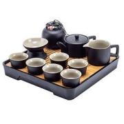 佳佰汉禅风韵功夫茶具套装12件套磨砂黑